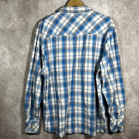 Mecca Since Day One Shirt Mens Large Blue Plaid Button Up Long Sleeve Streetwear - Picture 4 of 9